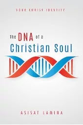 Book Cover. The DNA of a Christian Soul. DNA helix in red and blue on a white background.